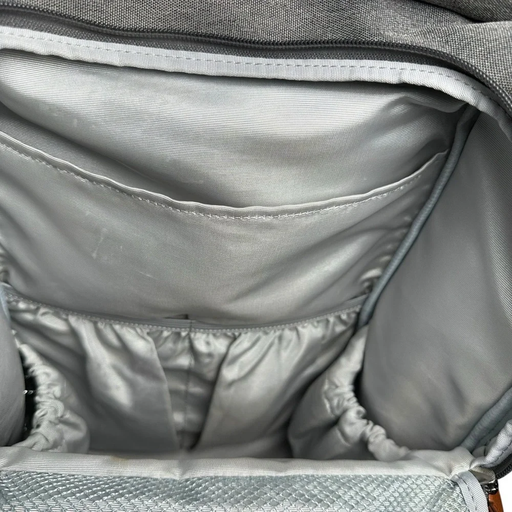 Citi Collective Navigator Backpack Diaper Bag - Gray / Brown Leather